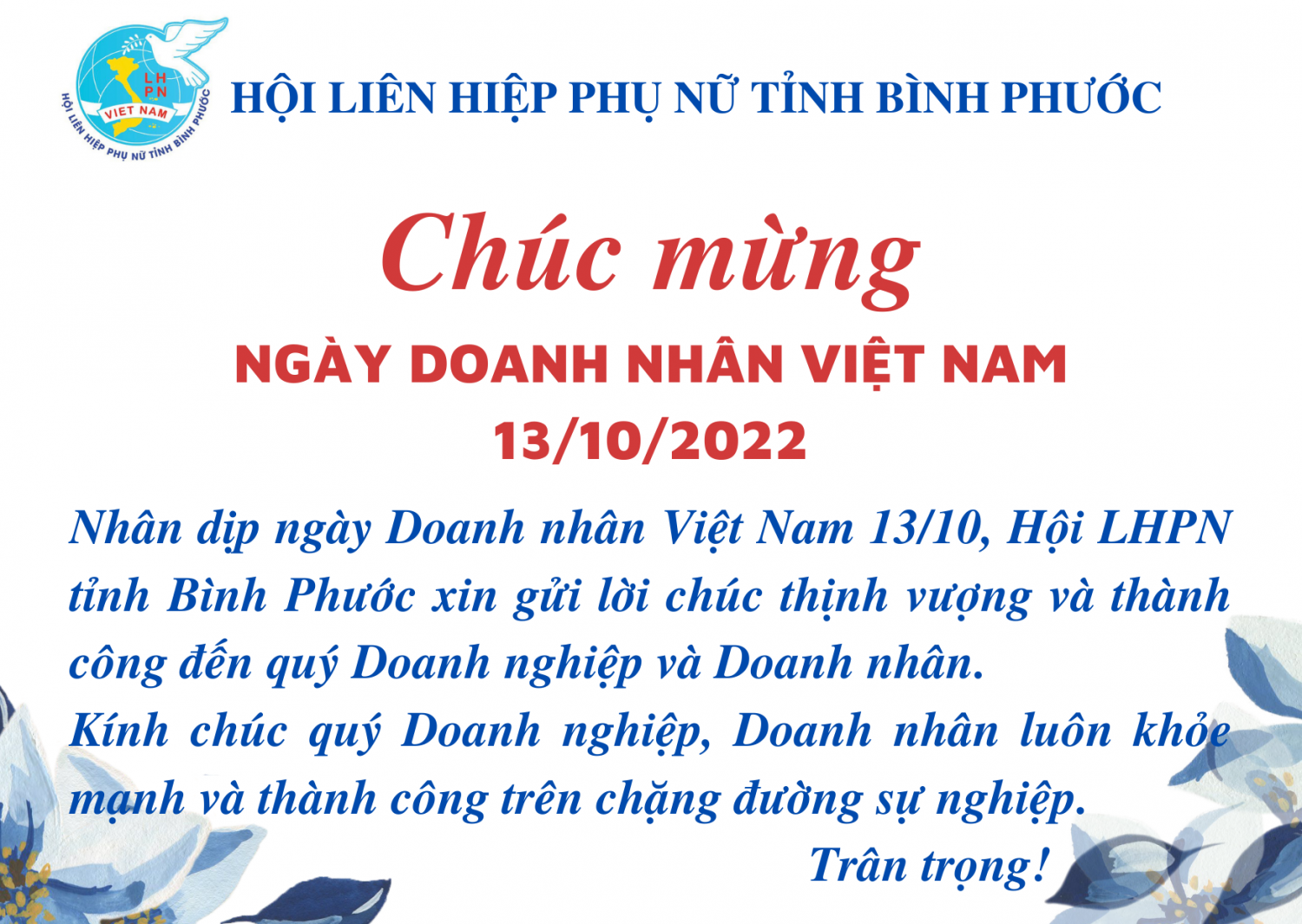 CHÚC MỪNG NGÀY DOANH NHÂN VIỆT NAM 13/10/2022